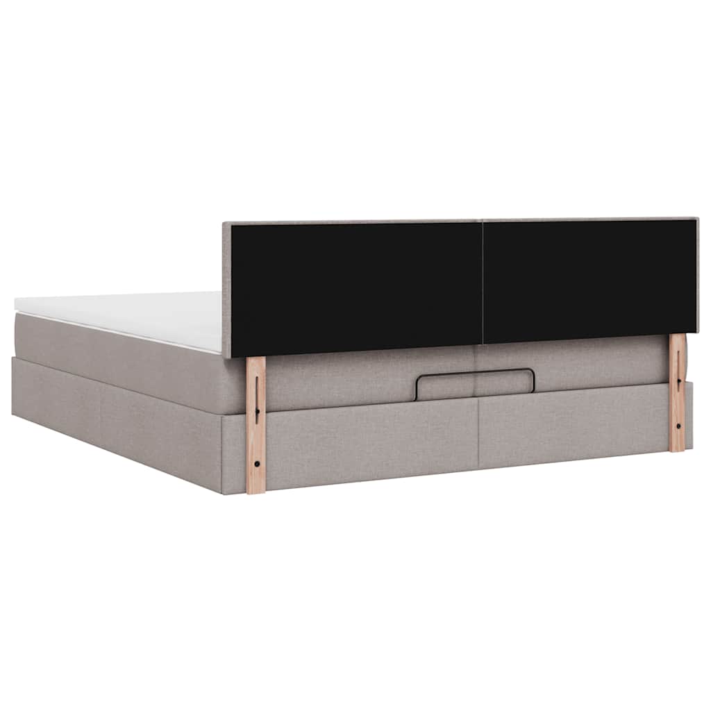 Struttura Letto Pouf con Materassi Tortora 200x200 cm Tessuto | homemem39