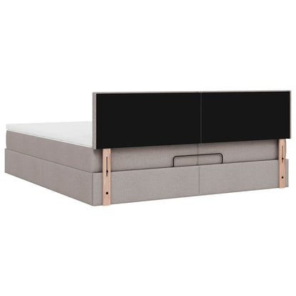 Struttura Letto Pouf con Materassi Tortora 200x200 cm Tessuto | homemem39
