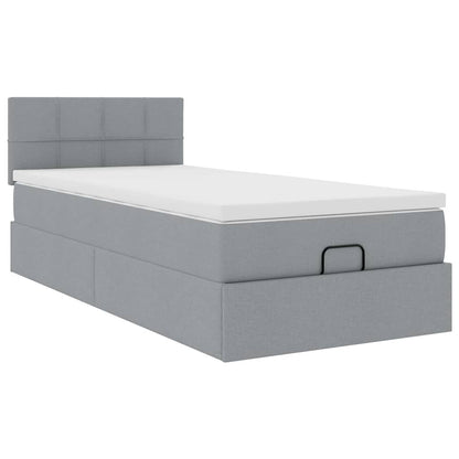 Pouf Letto con Materasso e LED Grigio Chiaro 80x200cm Tessuto
