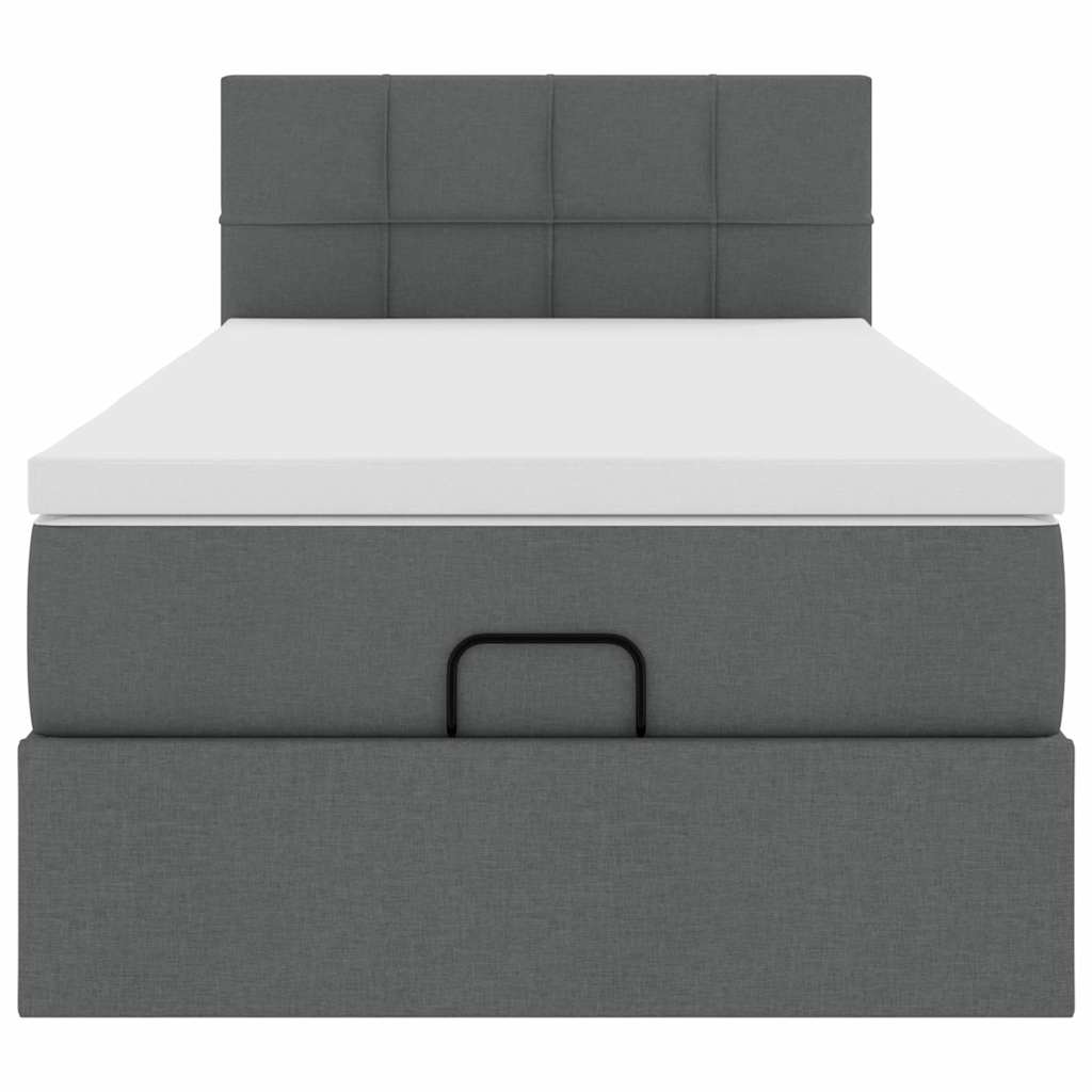 Pouf Letto con Materasso e LED Grigio Scuro 80x200cm in Tessuto
