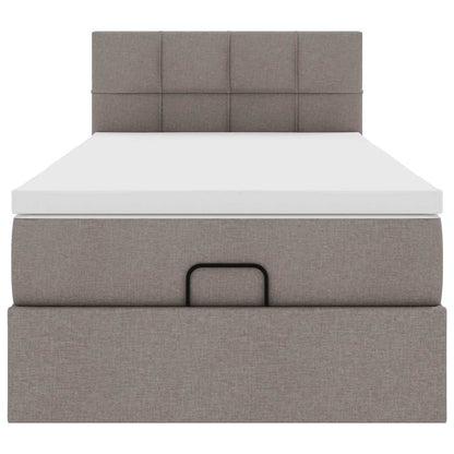 Struttura Letto Pouf con Materasso Tortora 80x200 cm in Tessuto