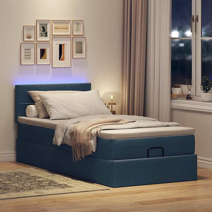 Struttura Letto Pouf con Materasso Blu 80x200 cm in Tessuto | homemem39