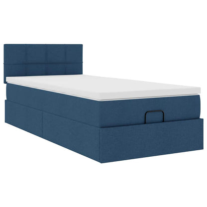 Struttura Letto Pouf con Materasso Blu 80x200 cm in Tessuto | homemem39