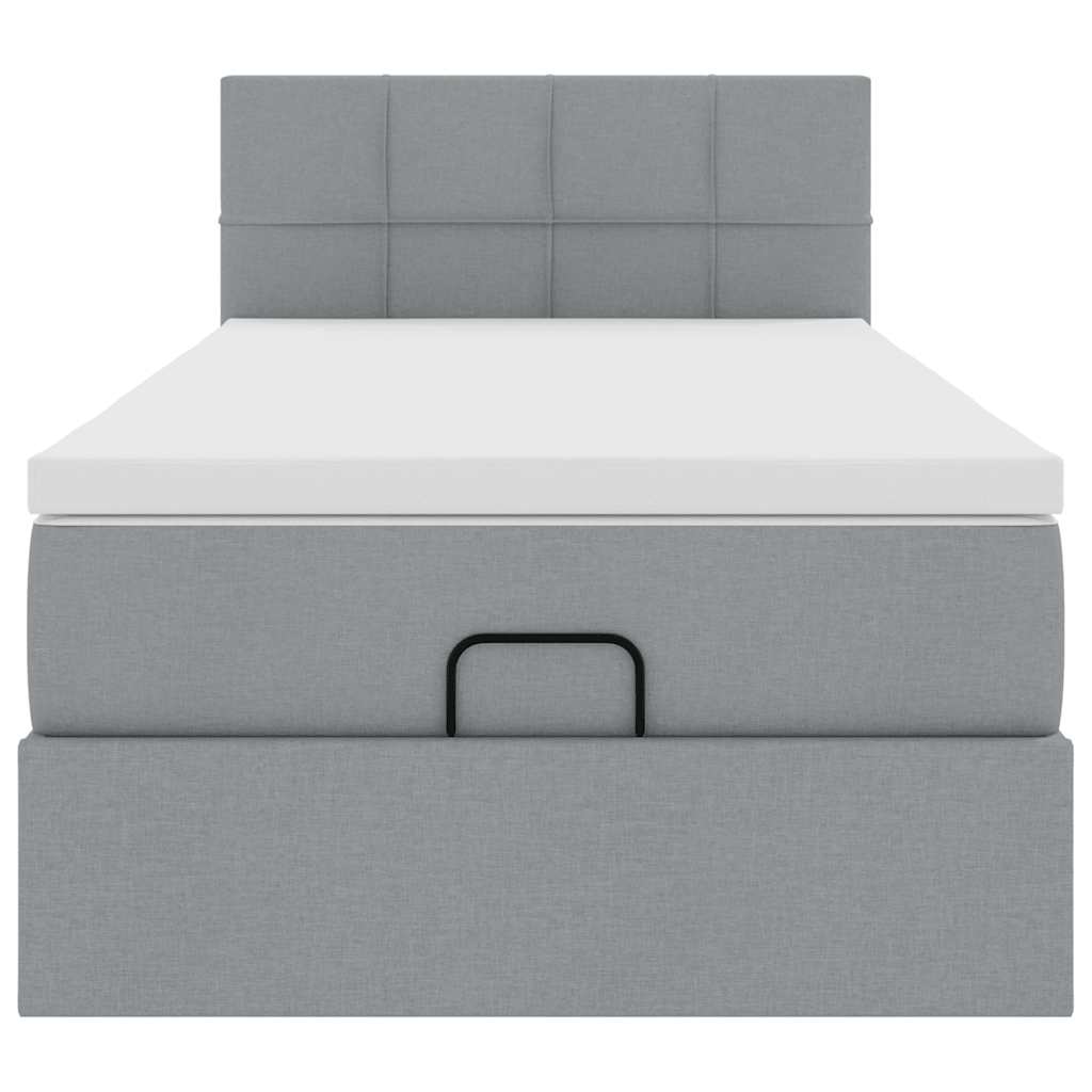 Pouf Letto con Materasso Grigio Chiaro 90x200 cm in Tessuto