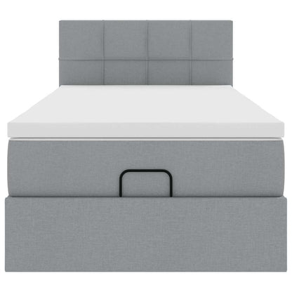 Pouf Letto con Materasso Grigio Chiaro 90x200 cm in Tessuto