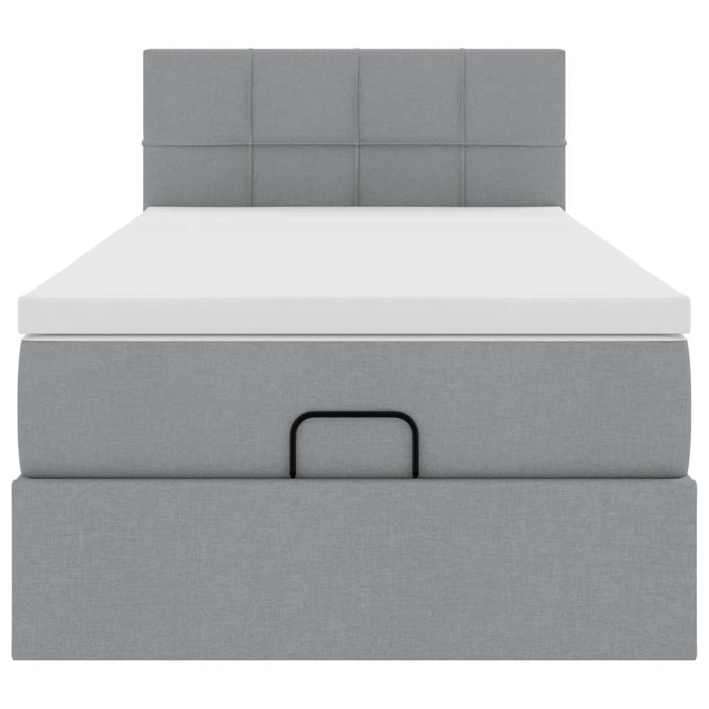 Pouf Letto con Materasso e LED Grigio Chiaro 90x200 cm Tessuto