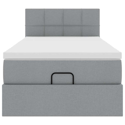 Pouf Letto con Materasso e LED Grigio Chiaro 90x200 cm Tessuto
