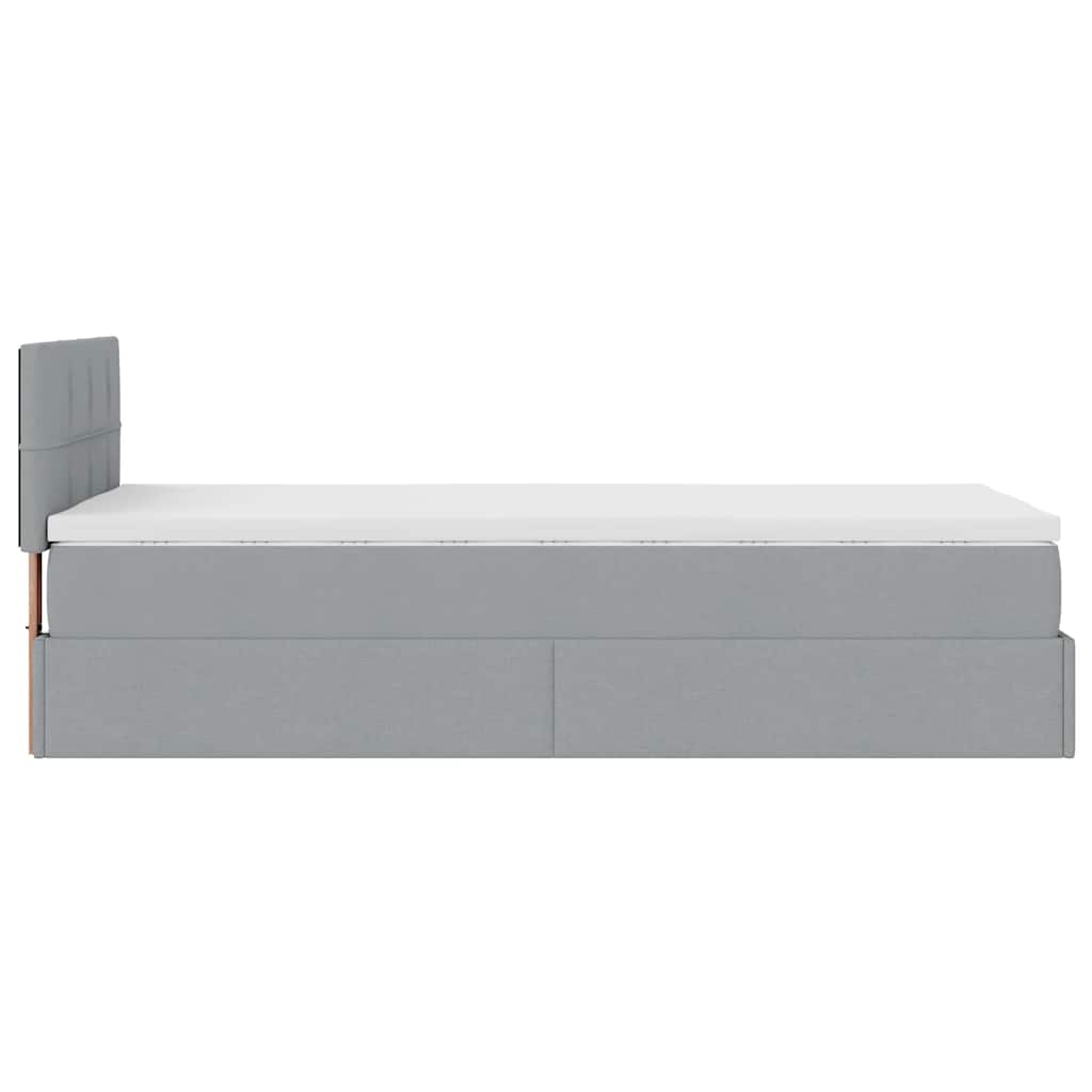 Pouf Letto con Materasso e LED Grigio Chiaro 90x200 cm Tessuto