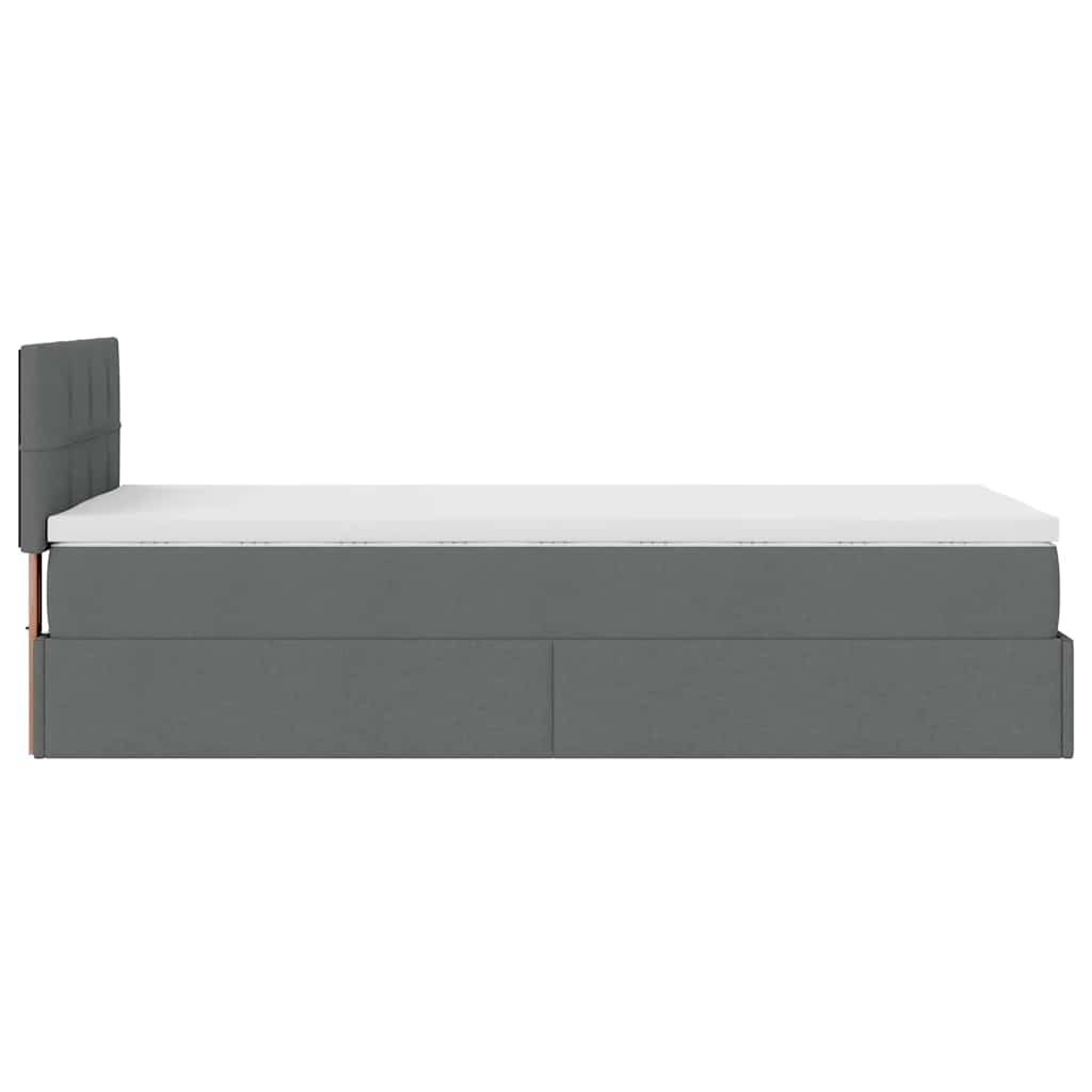 Pouf Letto con Materasso Grigio Scuro 90x200 cm in Tessuto