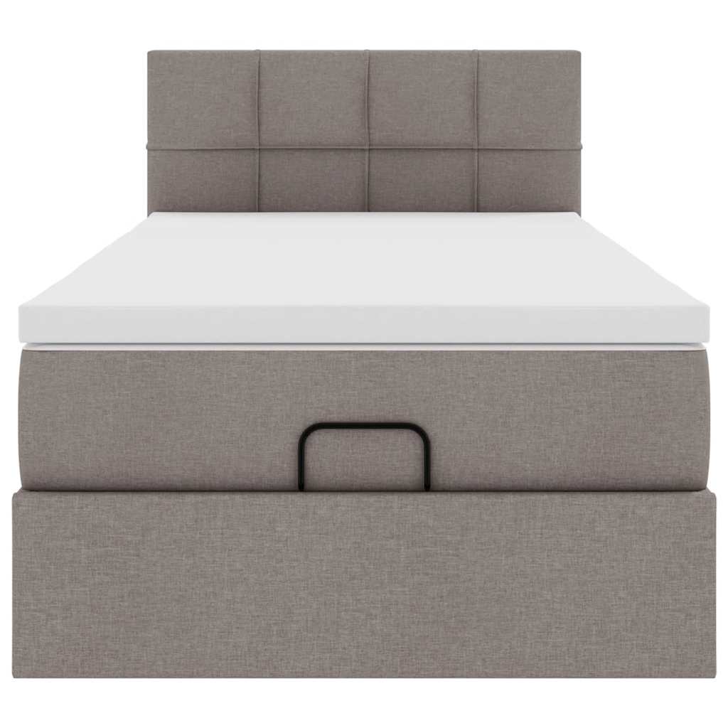 Pouf Letto con Materasso e LED Tortora 90x200 cm in Tessuto