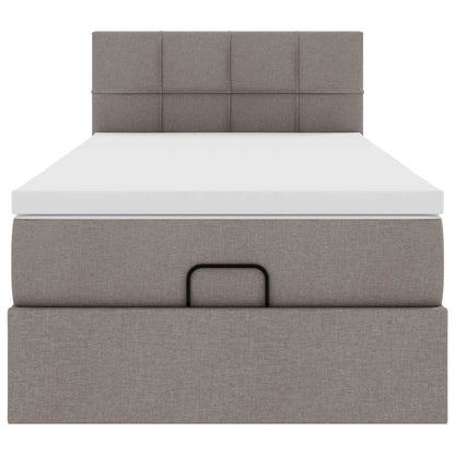 Pouf Letto con Materasso e LED Tortora 90x200 cm in Tessuto