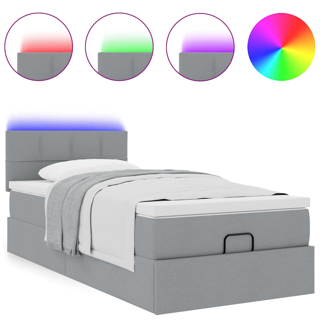 Pouf Letto con Materasso Grigio Chiaro 100x200 cm in Tessuto | homemem39