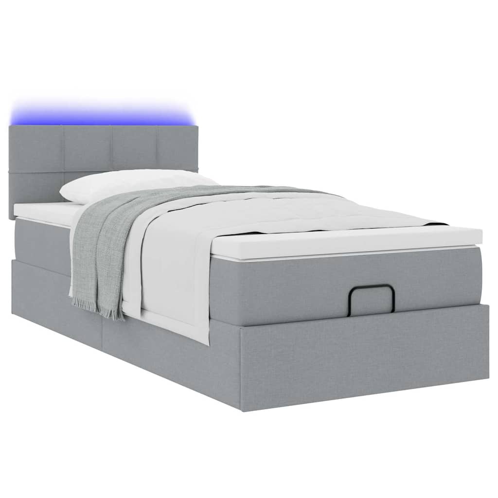 Pouf Letto con Materasso Grigio Chiaro 100x200 cm in Tessuto | homemem39