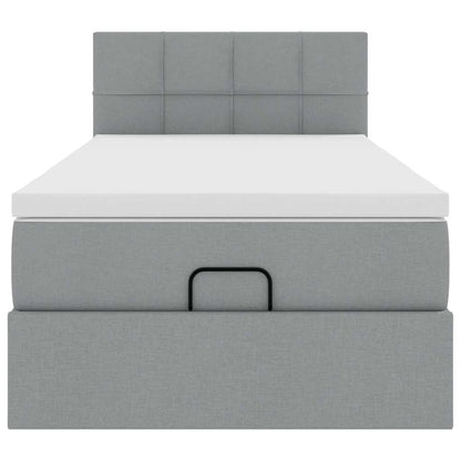 Pouf Letto con Materasso Grigio Chiaro 100x200 cm in Tessuto | homemem39