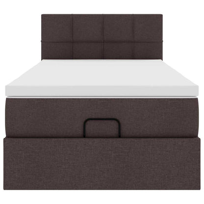 Pouf Letto con Materasso Marrone Scuro 100x200 cm in Tessuto - homemem39