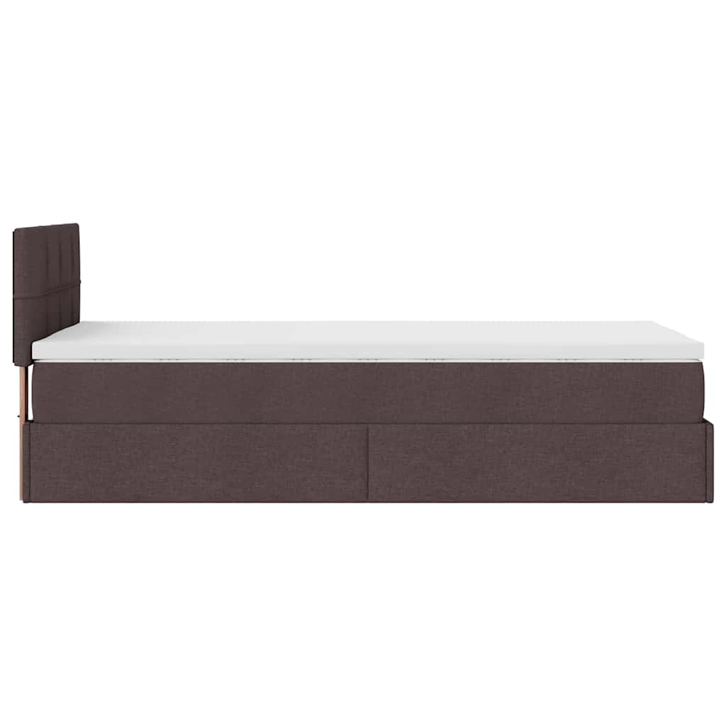 Pouf Letto con Materasso Marrone Scuro 100x200 cm in Tessuto - homemem39