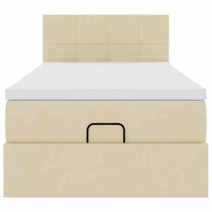 Pouf Letto con Materasso Crema 100x200 cm in Tessuto