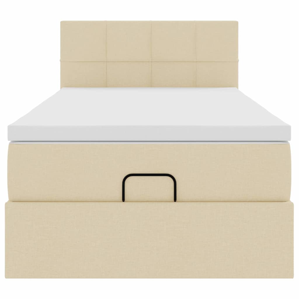 Pouf Letto con Materasso Crema 100x200 cm in Tessuto
