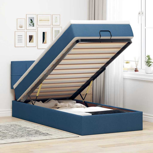Pouf Letto con Materasso e LED Blu 100x200 cm in Tessuto | homemem39