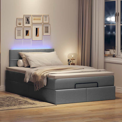 Pouf Letto con Materasso Grigio Scuro 120x190 cm in Tessuto