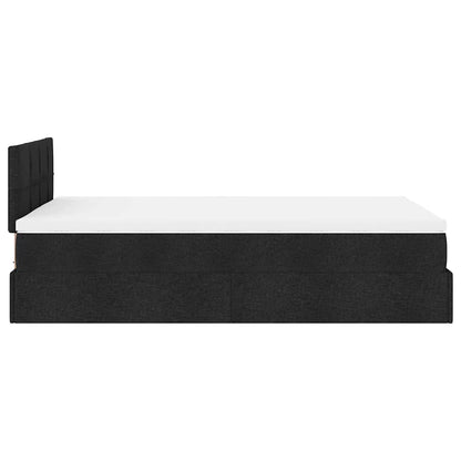 Pouf Letto con Materasso e LED Nero 120x190 cm in Tessuto