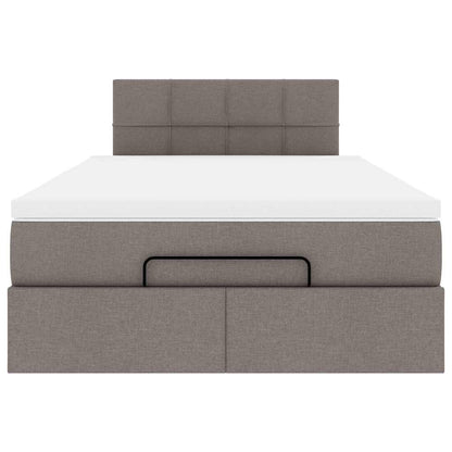 Pouf Letto con Materasso e LED Tortora 120x190cm in Tessuto