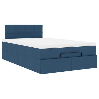 Pouf Letto con Materasso e LED Blu 120x190cm in Tessuto