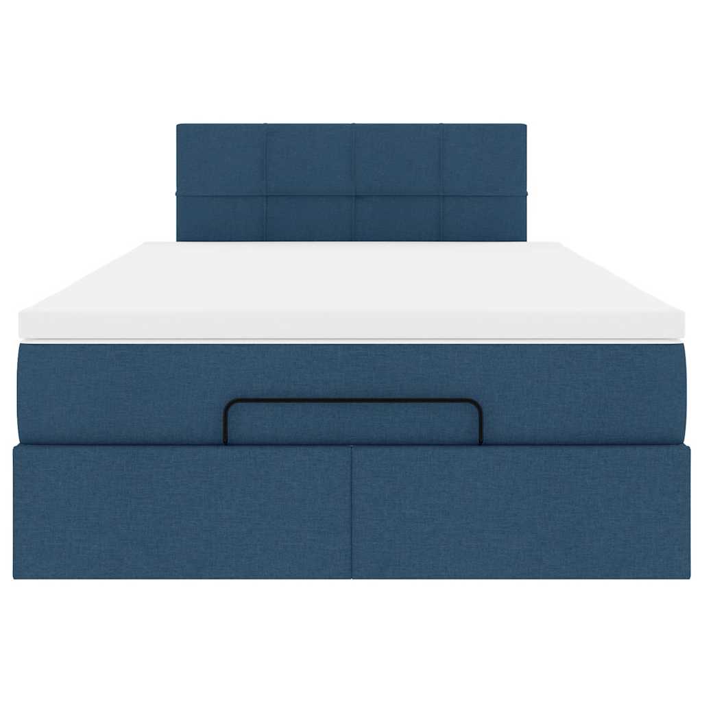 Pouf Letto con Materasso e LED Blu 120x190cm in Tessuto