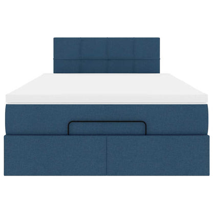 Pouf Letto con Materasso e LED Blu 120x190cm in Tessuto