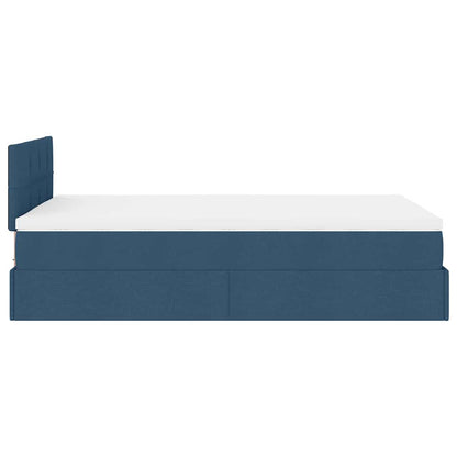 Pouf Letto con Materasso e LED Blu 120x190cm in Tessuto