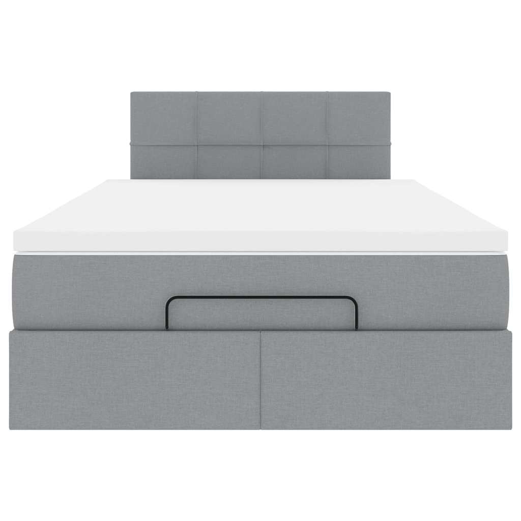 Pouf Letto con Materasso Grigio Chiaro 120x200 cm in Tessuto