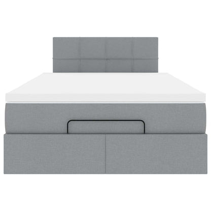 Pouf Letto con Materasso Grigio Chiaro 120x200 cm in Tessuto