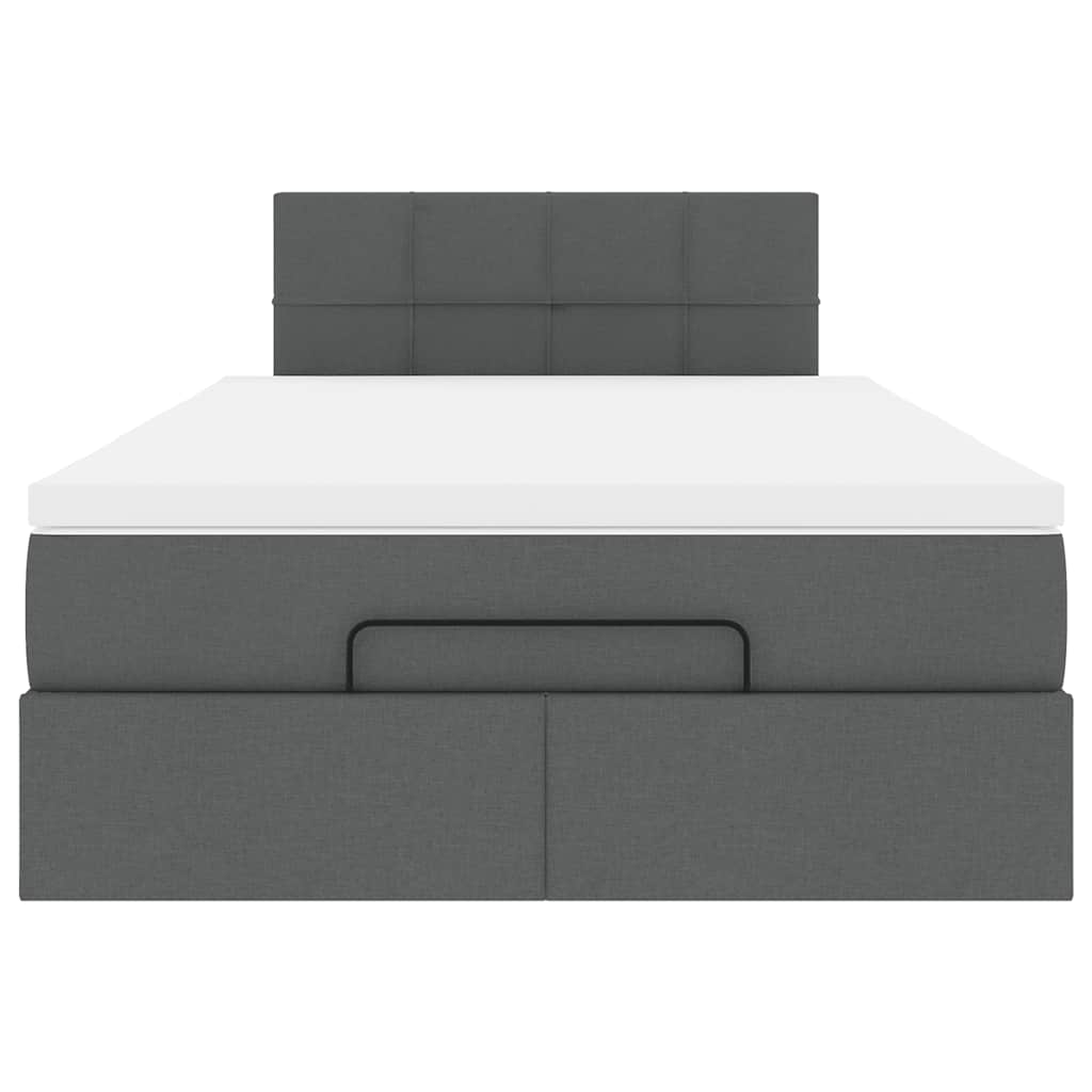 Pouf Letto con Materasso e LED Grigio Scuro 120x200 cm Tessuto