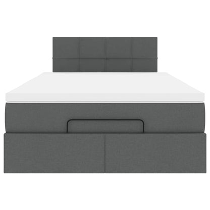 Pouf Letto con Materasso e LED Grigio Scuro 120x200 cm Tessuto