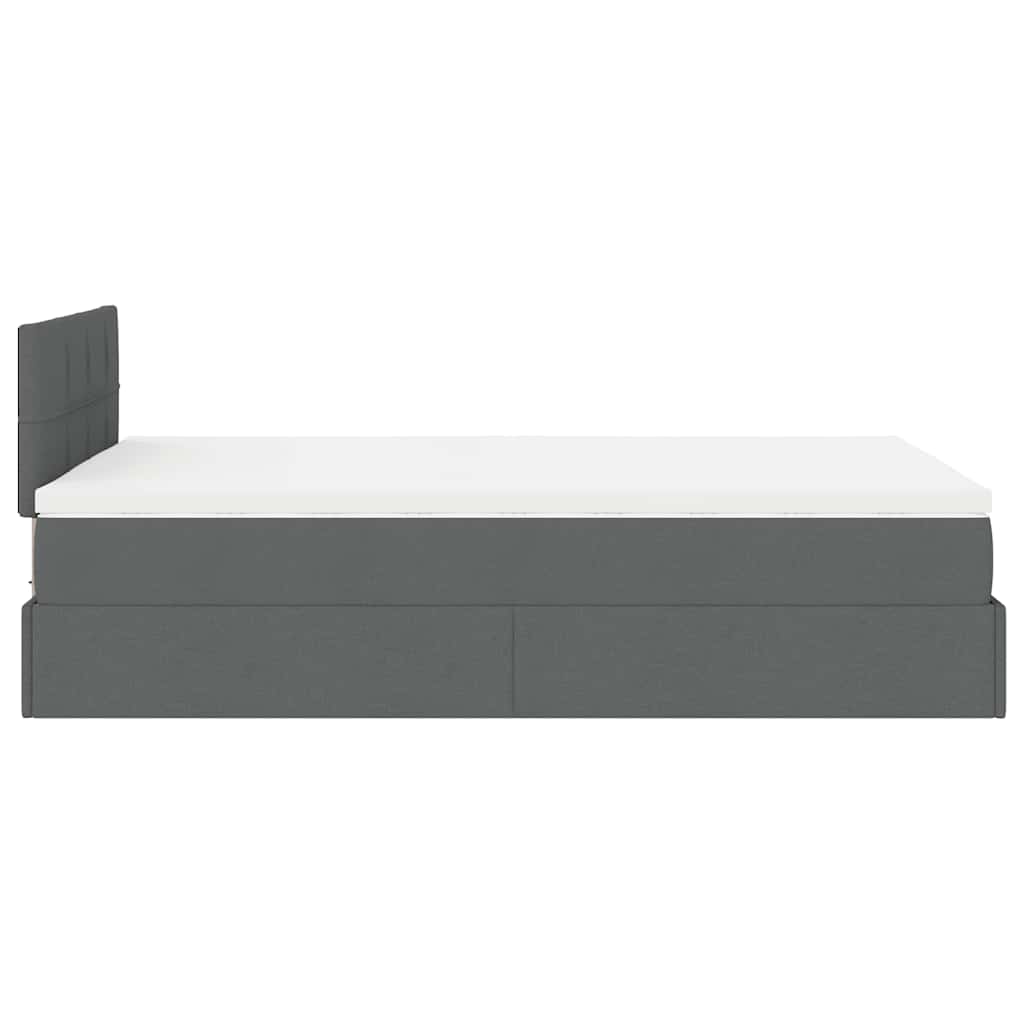 Pouf Letto con Materasso e LED Grigio Scuro 120x200 cm Tessuto