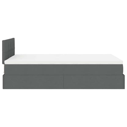 Pouf Letto con Materasso e LED Grigio Scuro 120x200 cm Tessuto
