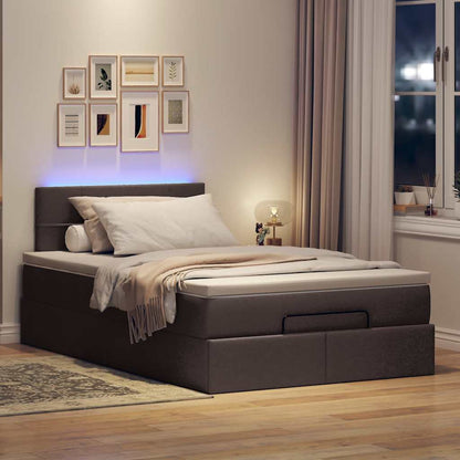 Pouf Letto con Materasso Marrone Scuro 120x200 cm in Tessuto | homemem39