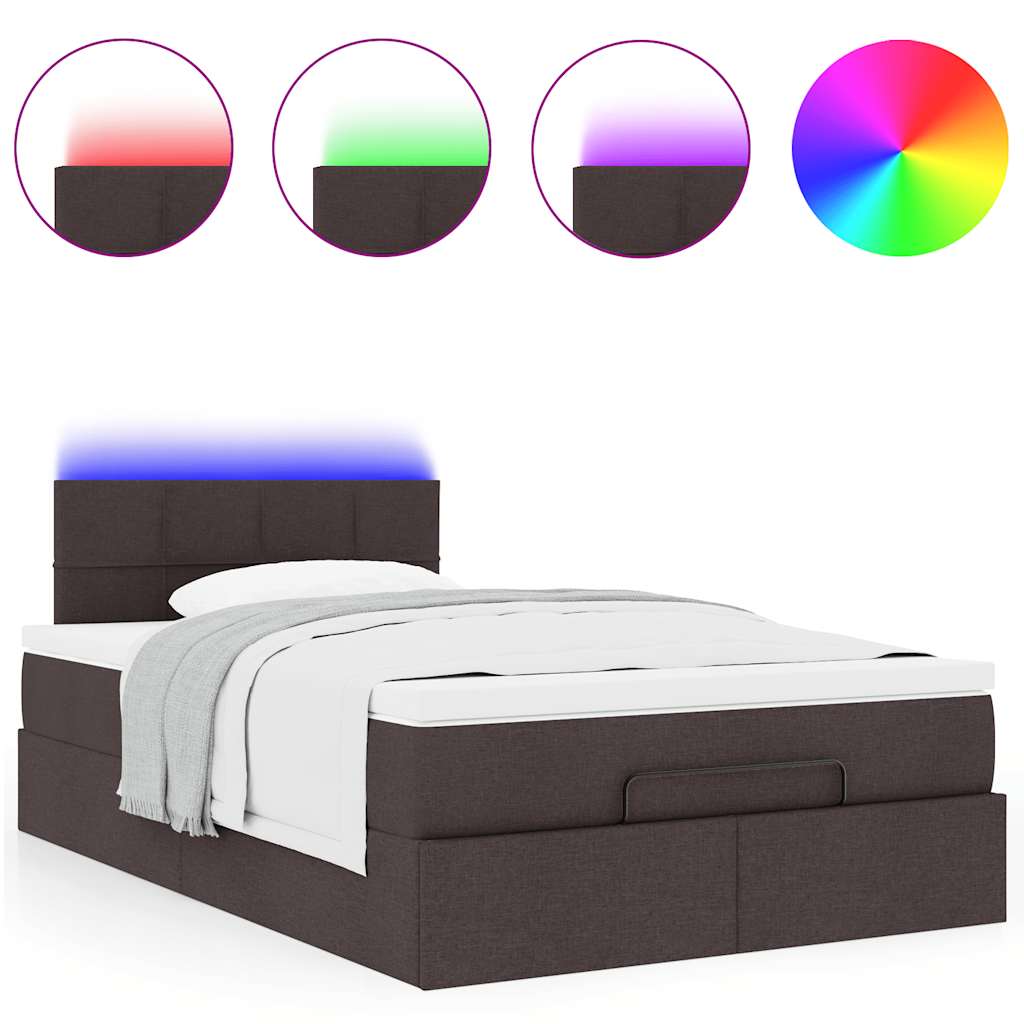 Pouf Letto con Materasso Marrone Scuro 120x200 cm in Tessuto | homemem39