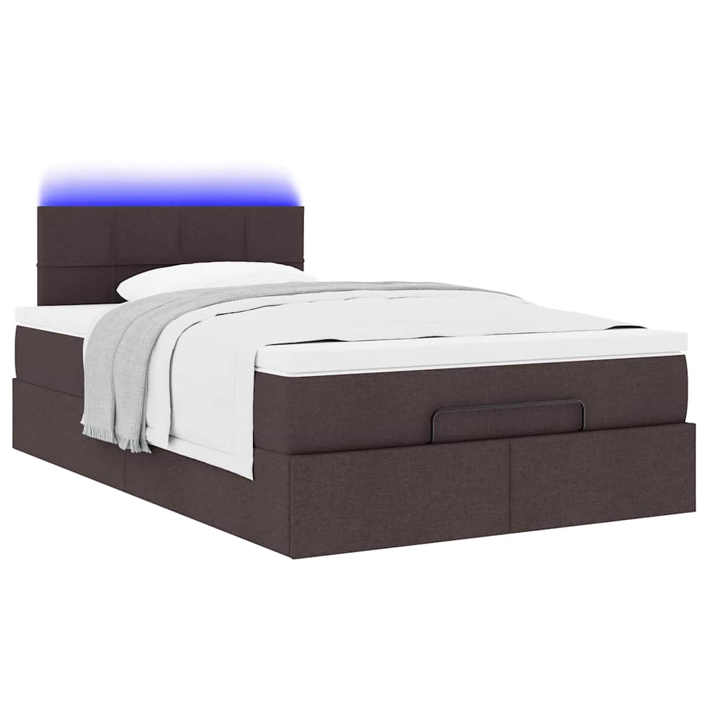 Pouf Letto con Materasso Marrone Scuro 120x200 cm in Tessuto | homemem39
