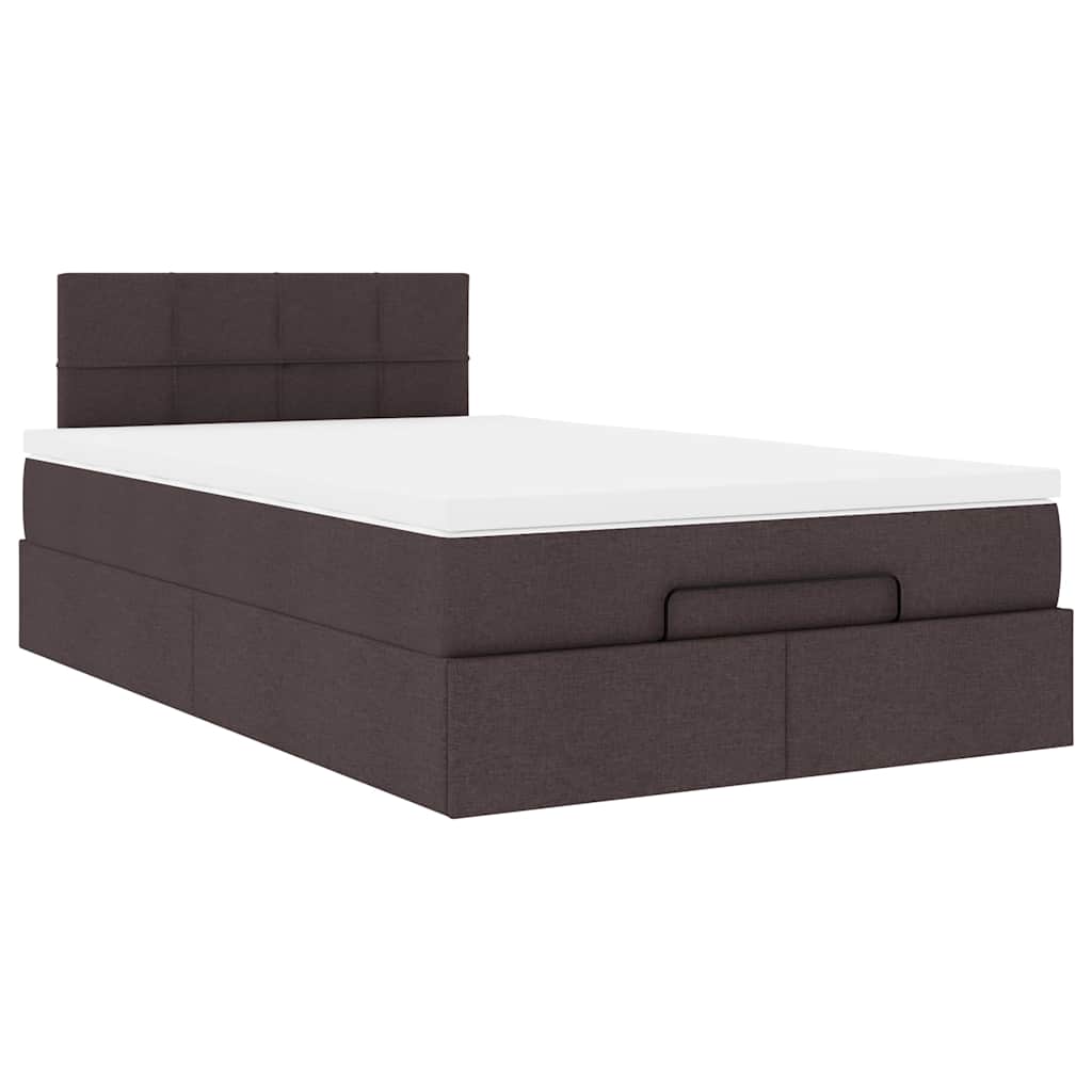 Pouf Letto con Materasso Marrone Scuro 120x200 cm in Tessuto | homemem39