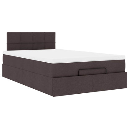 Pouf Letto con Materasso Marrone Scuro 120x200 cm in Tessuto | homemem39