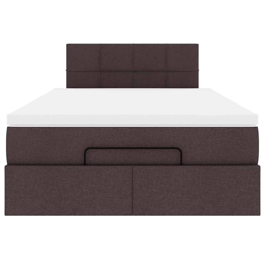Pouf Letto con Materasso Marrone Scuro 120x200 cm in Tessuto | homemem39