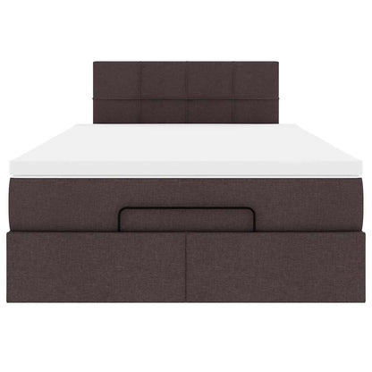 Pouf Letto con Materasso Marrone Scuro 120x200 cm in Tessuto | homemem39