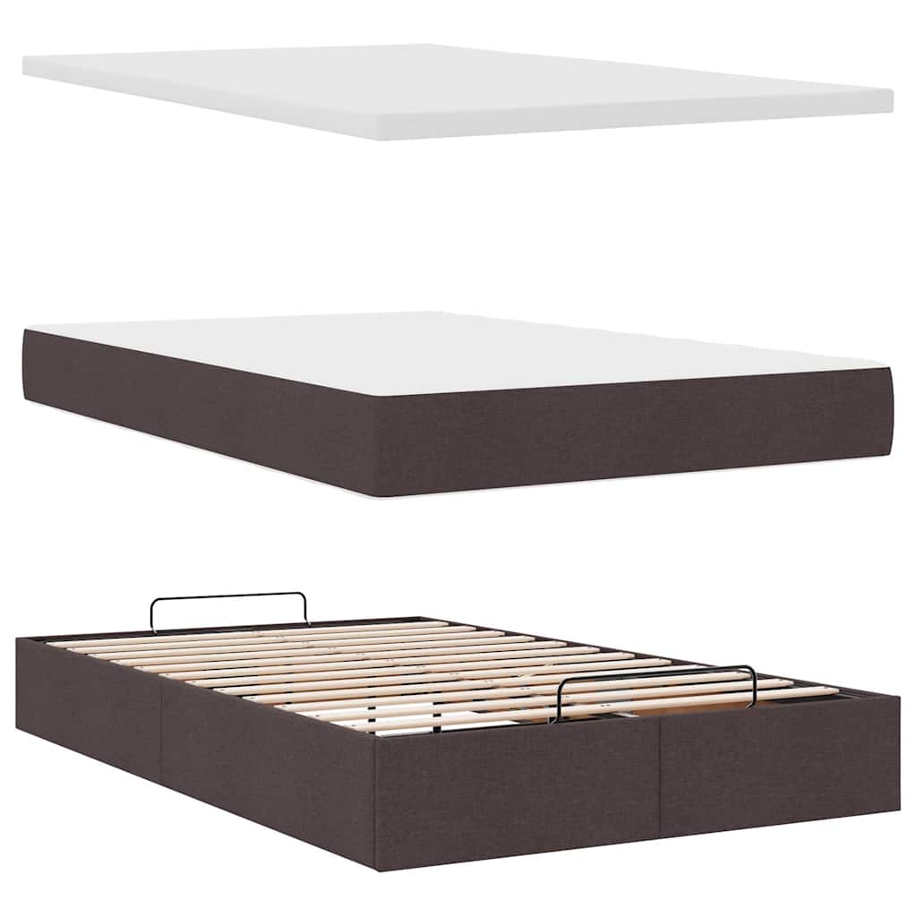 Pouf Letto con Materasso Marrone Scuro 120x200 cm in Tessuto | homemem39
