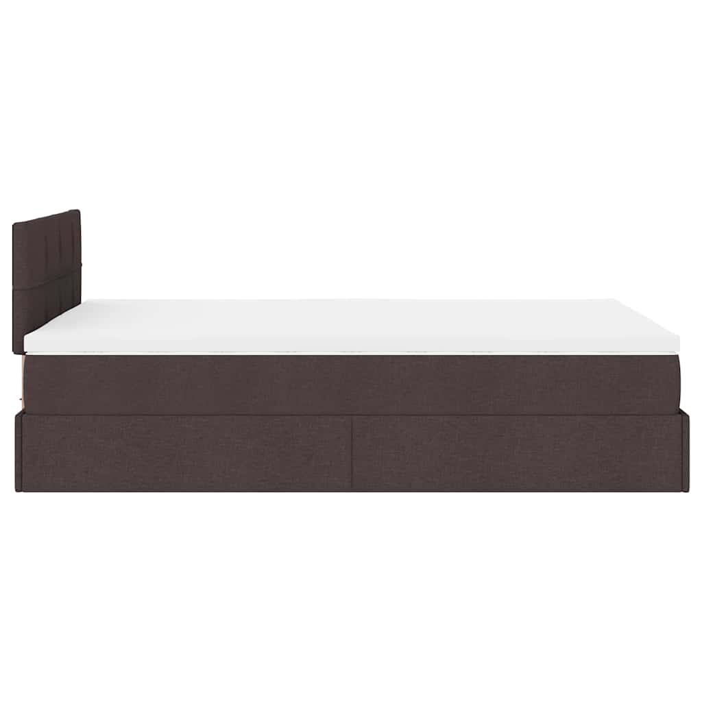 Pouf Letto con Materasso Marrone Scuro 120x200 cm in Tessuto | homemem39