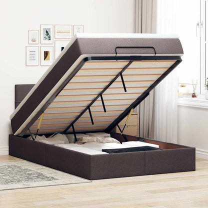 Pouf Letto con Materasso Marrone Scuro 120x200 cm in Tessuto | homemem39