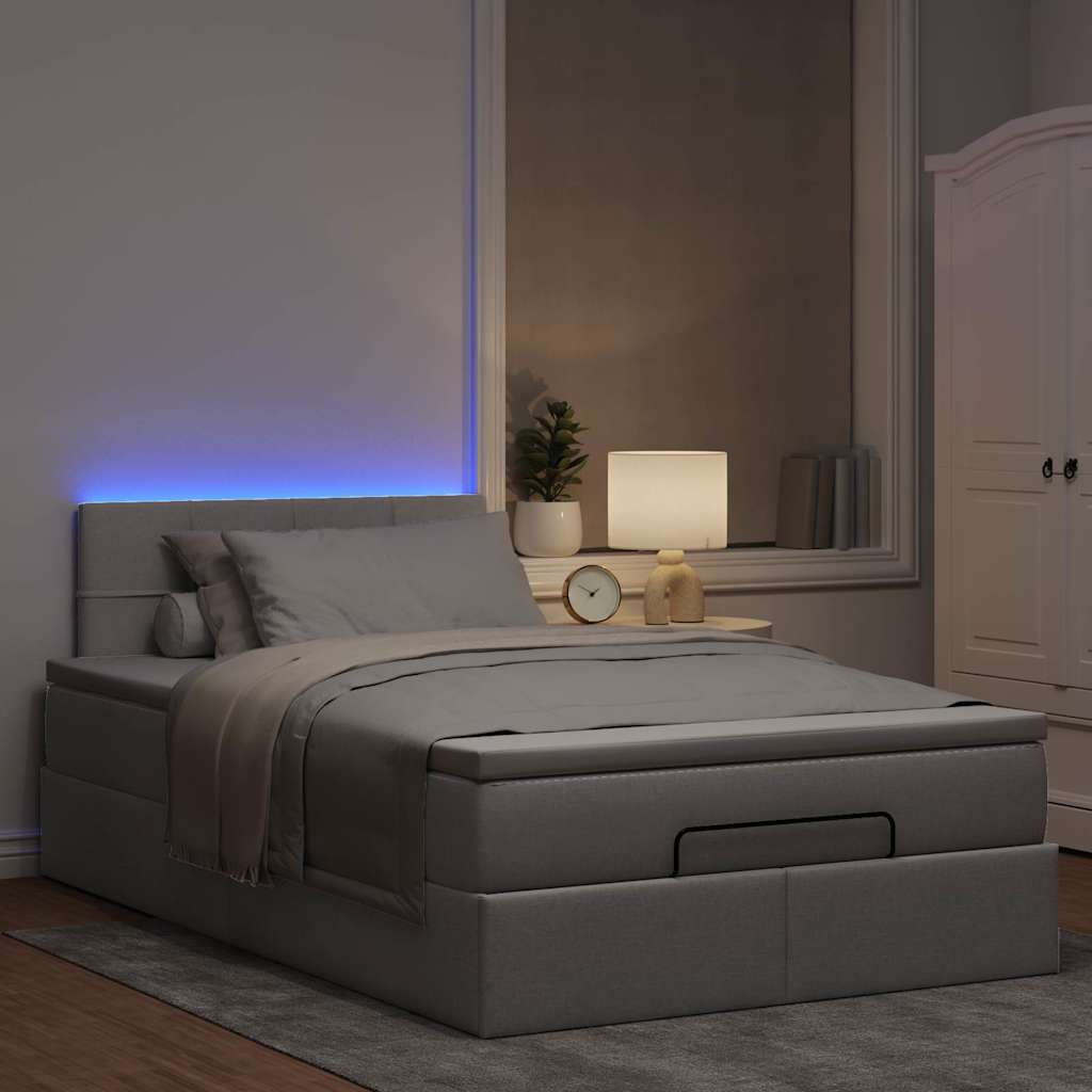 Struttura Letto Pouf con Materasso Tortora 120x200cm in Tessuto | homemem39