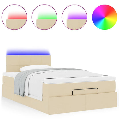 Struttura Letto Pouf con Materasso Crema 120x200 cm in Tessuto | homemem39