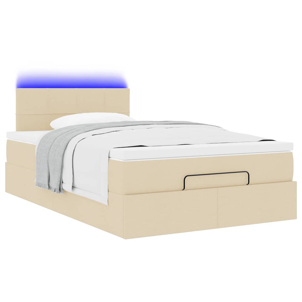 Struttura Letto Pouf con Materasso Crema 120x200 cm in Tessuto | homemem39