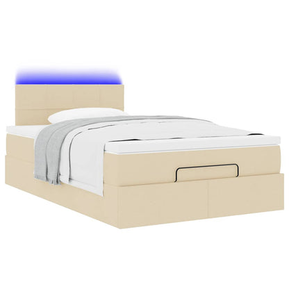 Struttura Letto Pouf con Materasso Crema 120x200 cm in Tessuto | homemem39